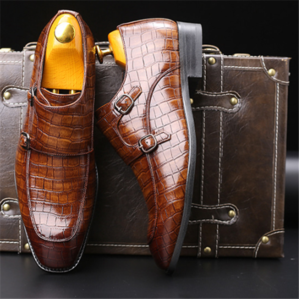 Men's Business Pointed Leather Shoes with Crocodile Pattern