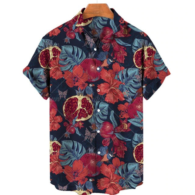 Men's Casual 3D Digital Print Short Sleeve Shirt