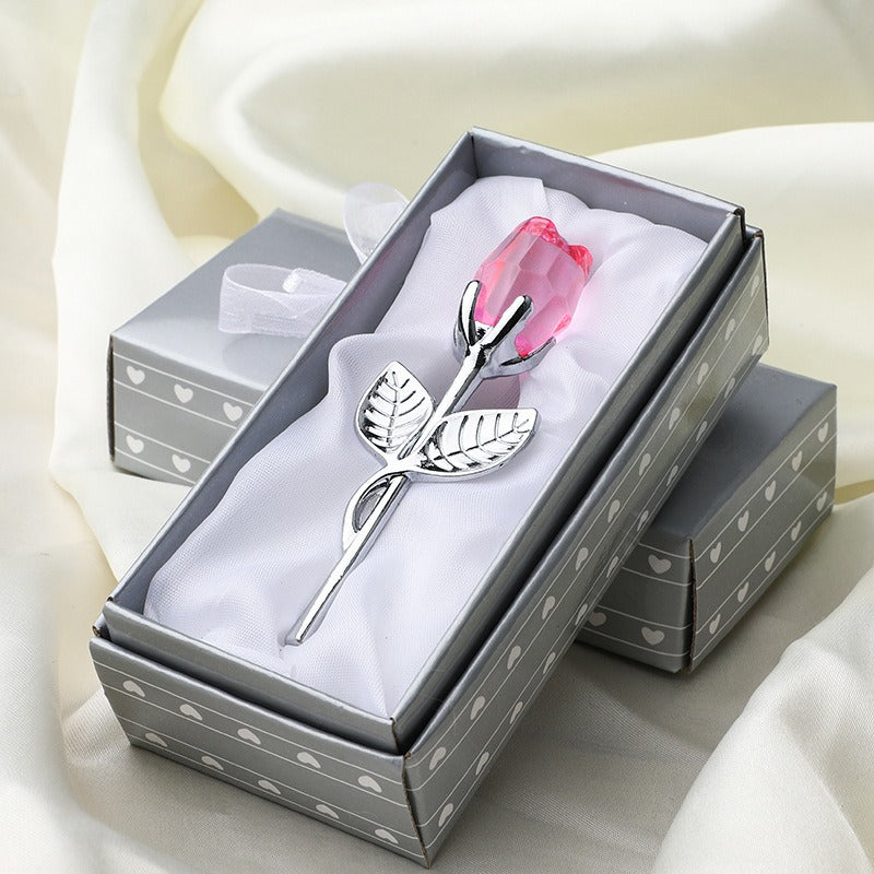 Valentine's Day Crystal Metal Rose Decoration