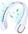 KIDEE Neck Fan Neck Fans Portable Rechargeable Upgrade 360° Air Outlet Super Quiet 3 Speeds 4000mAh Personal Bladeless Wearable Fan for Indoor Outdoor Travel-White