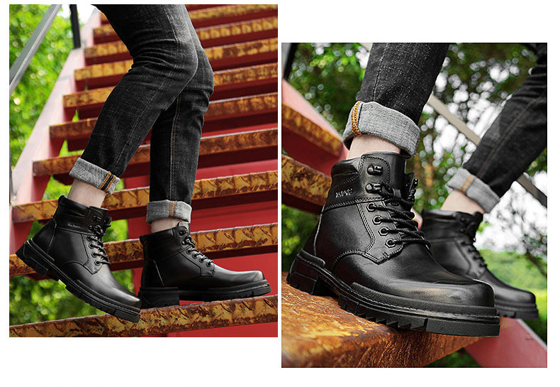 Men's Martin Boots in Genuine Leather and Cotton