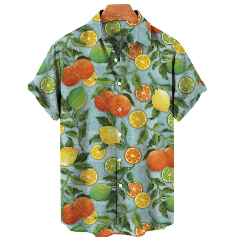 Men's Casual 3D Digital Print Short Sleeve Shirt