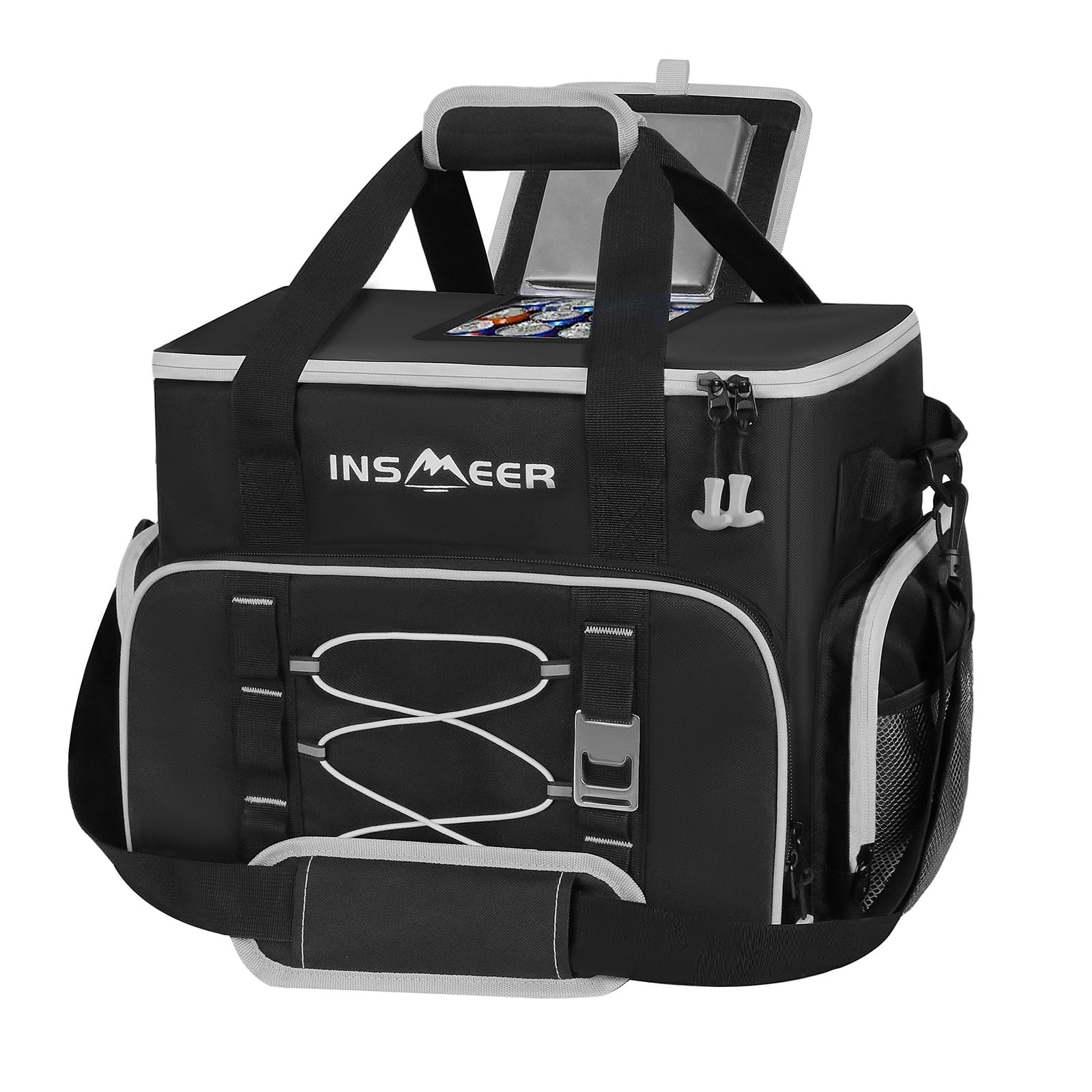 INSMEER Soft Cooler Bag 55Cans Ice Chest with Hard Liner Large Cooler and Collapsible Coolers Leakproof Portable Insulated Cooler for Beach CampingTravel & Grocery Shopping
