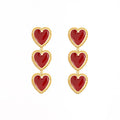 3 Red Hearts Earrings
