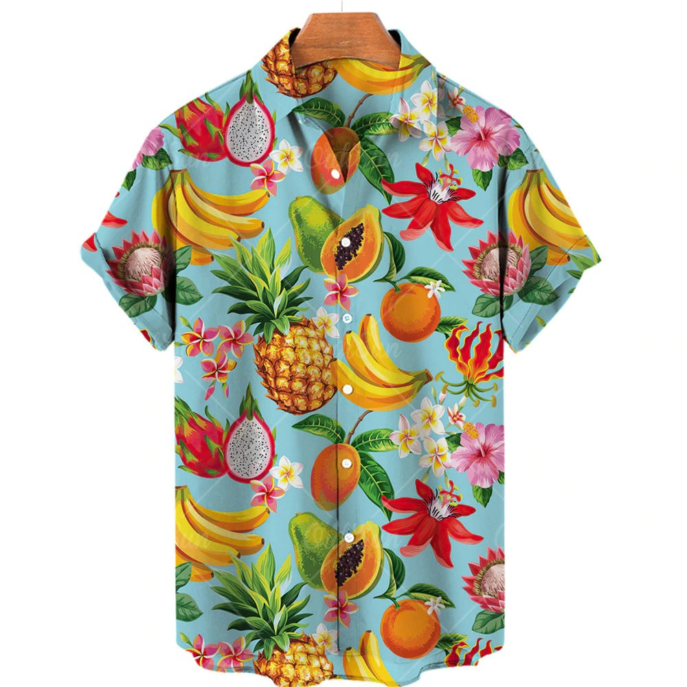 Men's Casual 3D Digital Print Short Sleeve Shirt