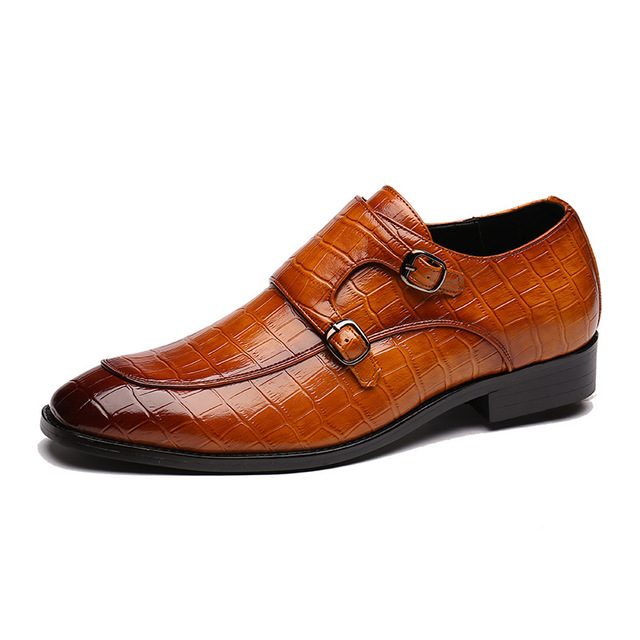 Men's Business Pointed Leather Shoes with Crocodile Pattern