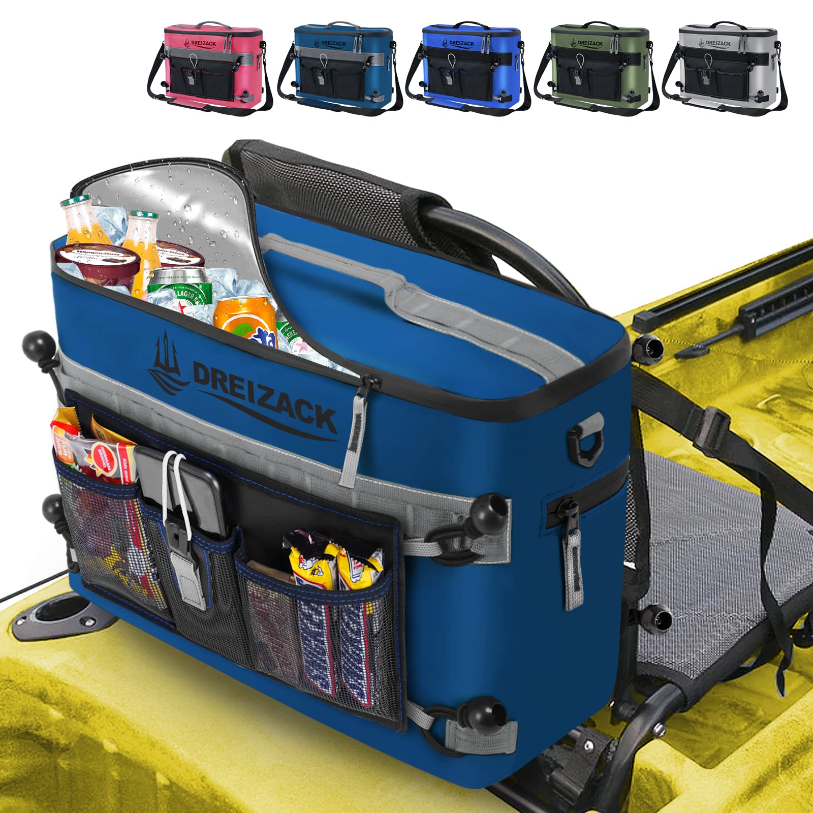 Dreizack Kayak Cooler Kayak Cooler Behind Seat for Kayak with Lawn Chair Style Seat Cooler Bag Behind Seat Splash Seat Ice Chest Cooler Kayak Accessories for Kayaking Camping Travel Beaches