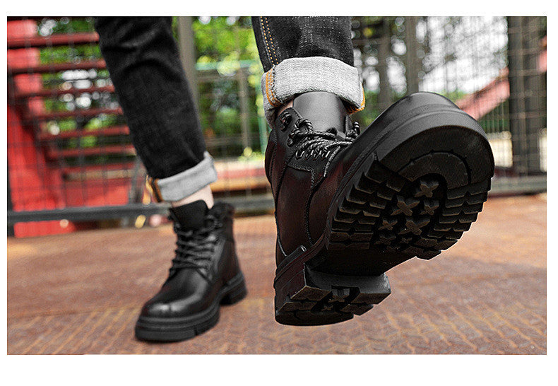 Men's Martin Boots in Genuine Leather and Cotton
