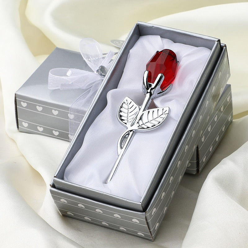 Valentine's Day Crystal Metal Rose Decoration