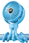 KIDEE Stroller Fan Portable Fan Mini Baby Fan Battery Powered LED Display with 3 Speeds Small Clip on Fan Desk Fans USB Rechargeable Personal Car Seat Fans for Outdoor Travel Sky Blue
