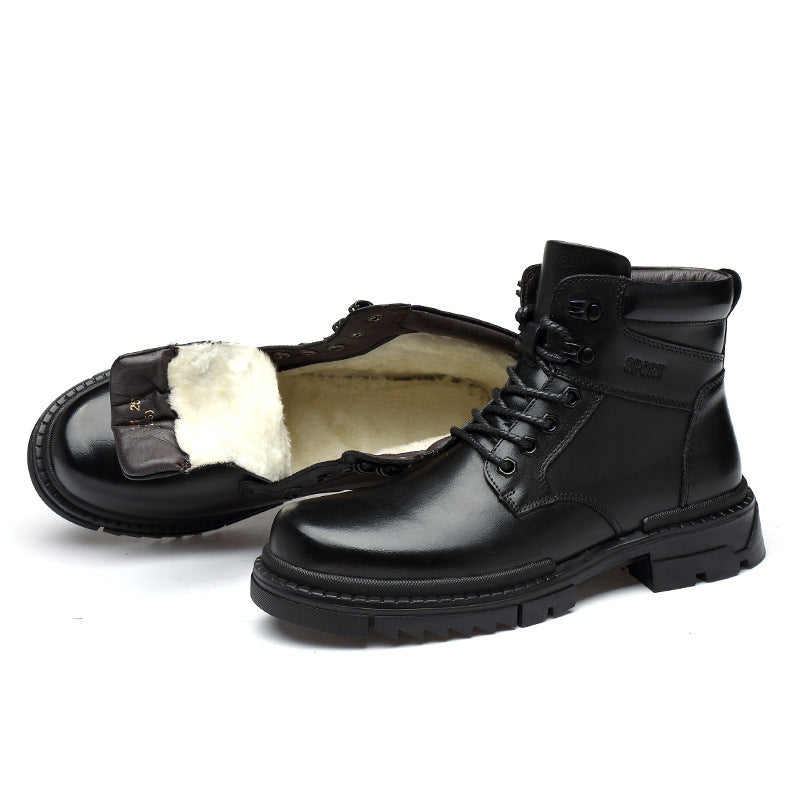 Men's Martin Boots in Genuine Leather and Cotton