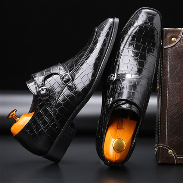 Men's Business Pointed Leather Shoes with Crocodile Pattern