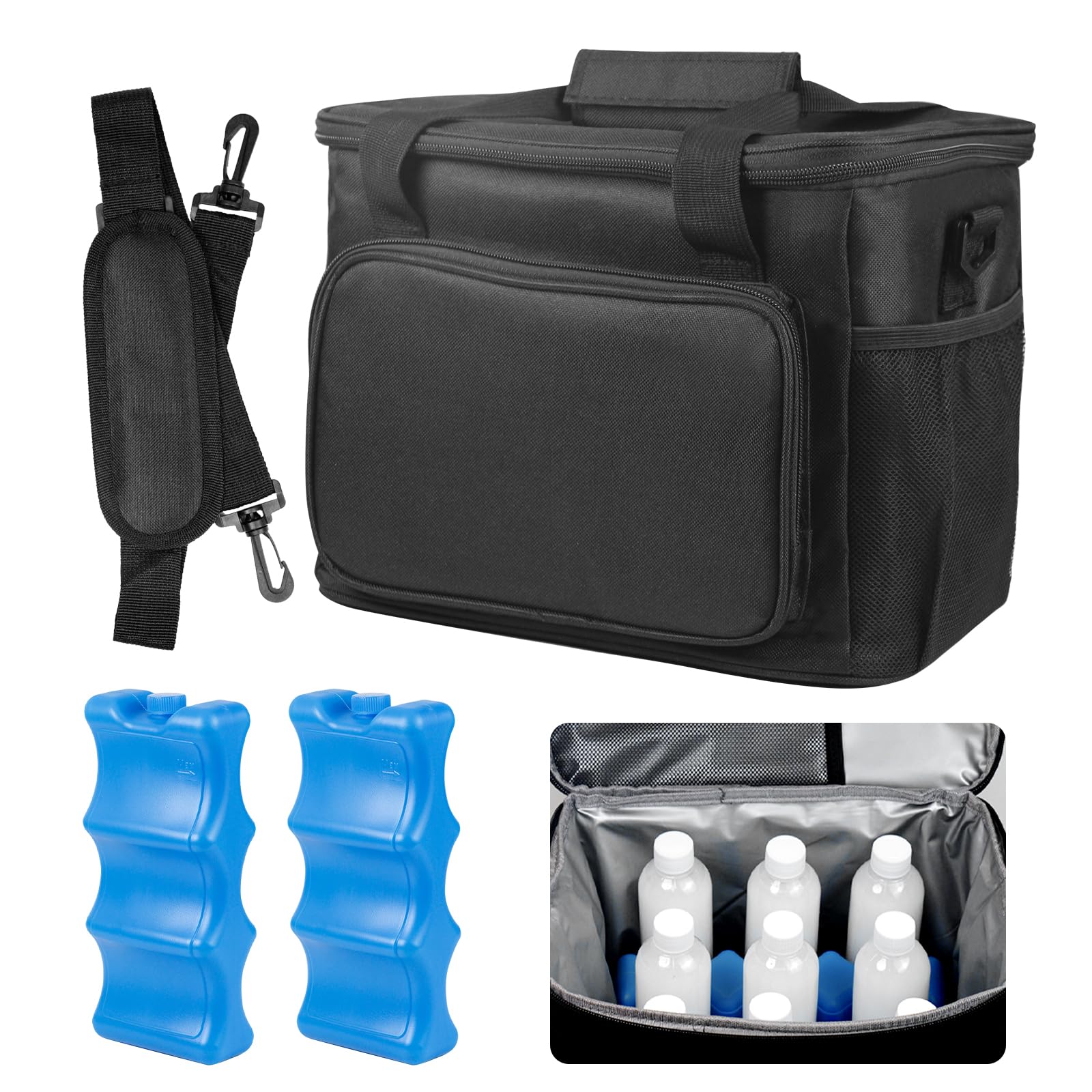 NEAMVCT Breastmilk Cooler Travel Bag Oxford Cloth Milk Cooler Bag with Ice Packs Suitable for OutdoorTravelKeep HotKeep Cold (15 L)
