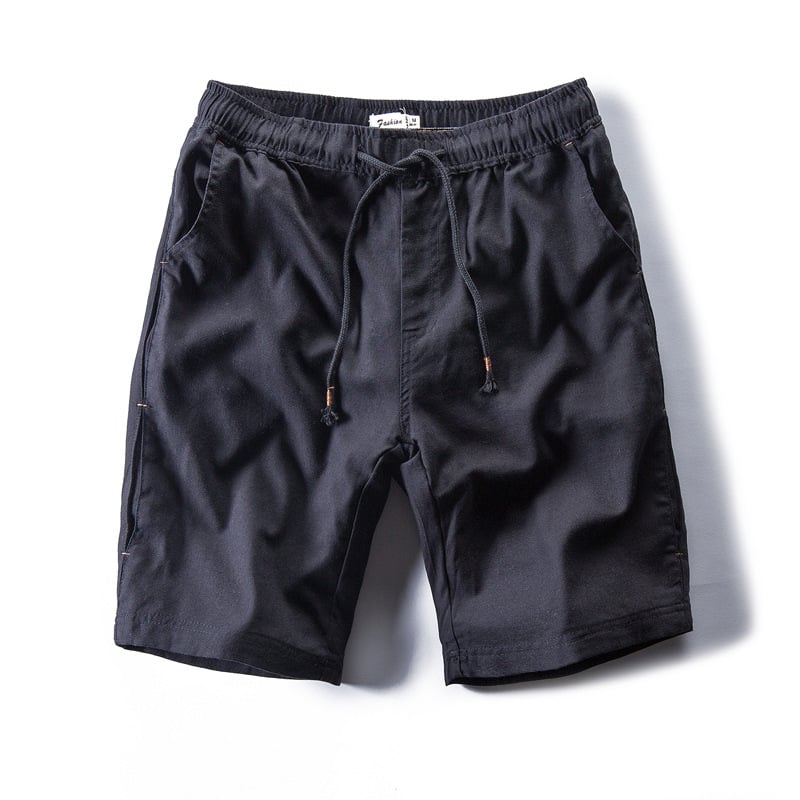 Men's Casual Mid-Waist Linen Cotton Five-Point Shorts