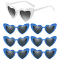 YooThink 7 Pcs Love Heart Shaped Sunglasses Bachelorette Party Sunglasses Bridesmaid Bride Heart Sunglasses (White& Azure)