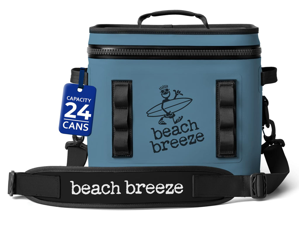 Beach Breeze 24 Can Premium Soft Sided Cooler Bag - Insulated Lunch Box Ice Cooler & Camping Cooler Small Cooler Perfect Cooler for Car Cooler Beach Travel & Golf - Ice Box Floating Cooler.