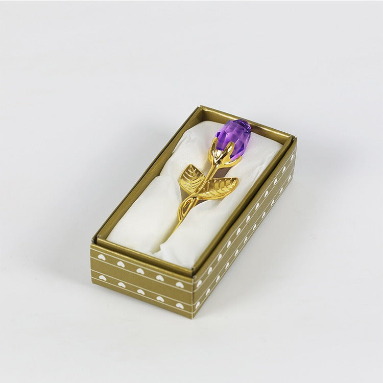 Valentine's Day Crystal Metal Rose Decoration