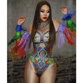 Rhinestone Tassel Jumpsuit for Nightclub Performance