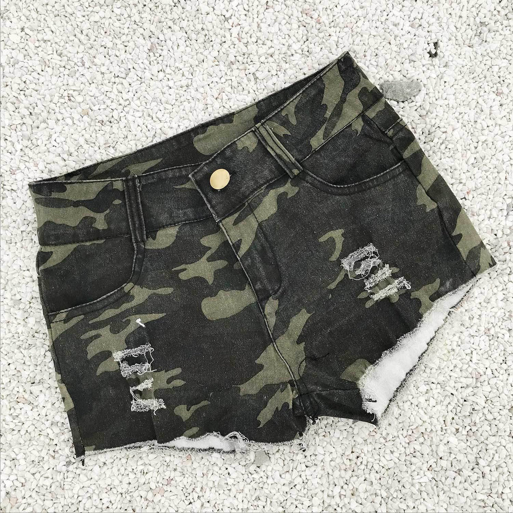 High Waist Ripped Denim Shorts for Women