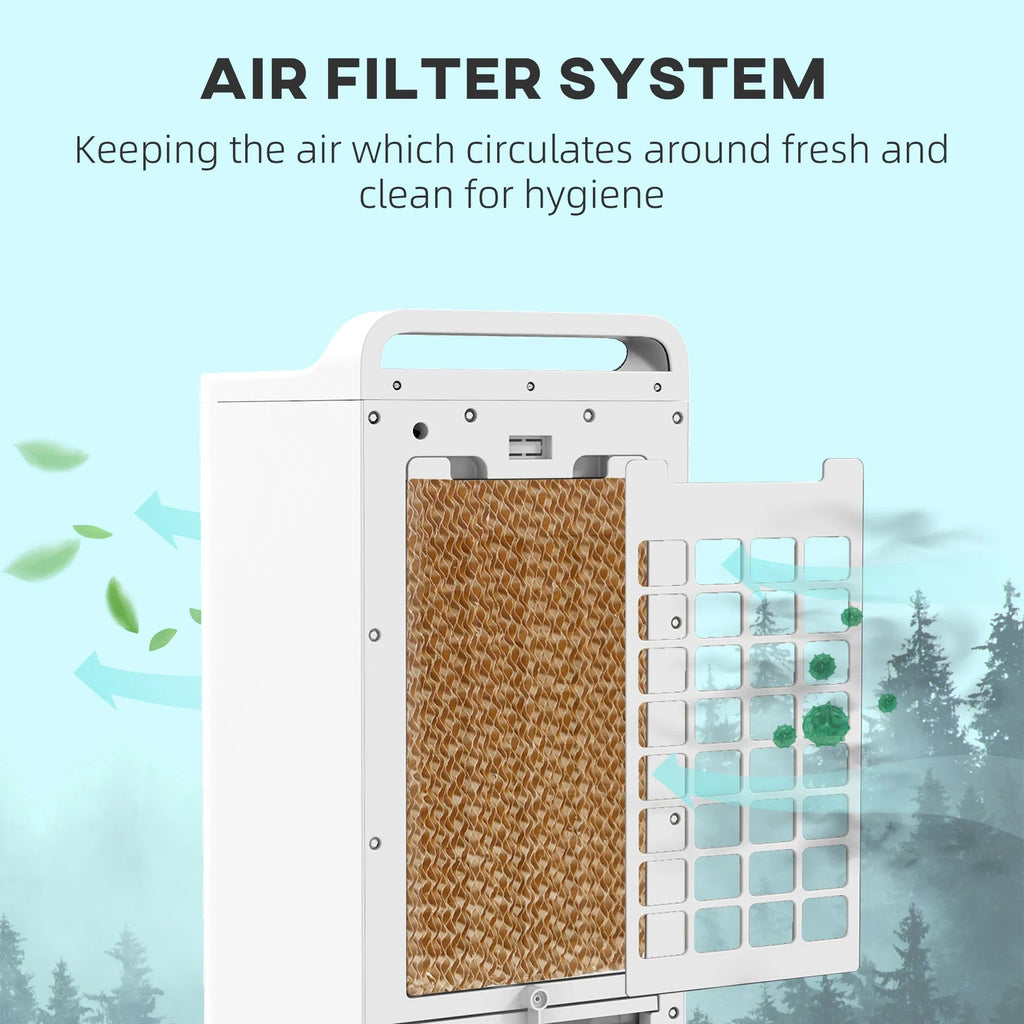HOMCOM Evaporative Air Cooler With Ice Packs, 3-In-1 Ice Cooling Fan, Portable Swamp Cooler With Water Tank, Timer, Oscillating, Remote, For Home Office Bedroom