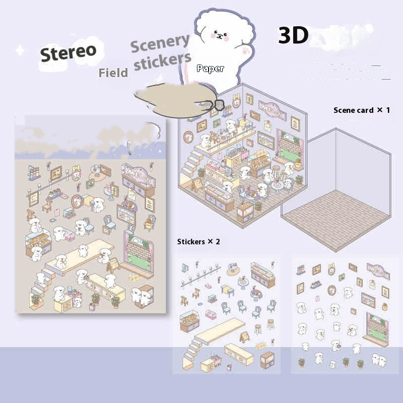 3D Cabin Landscape Stickers