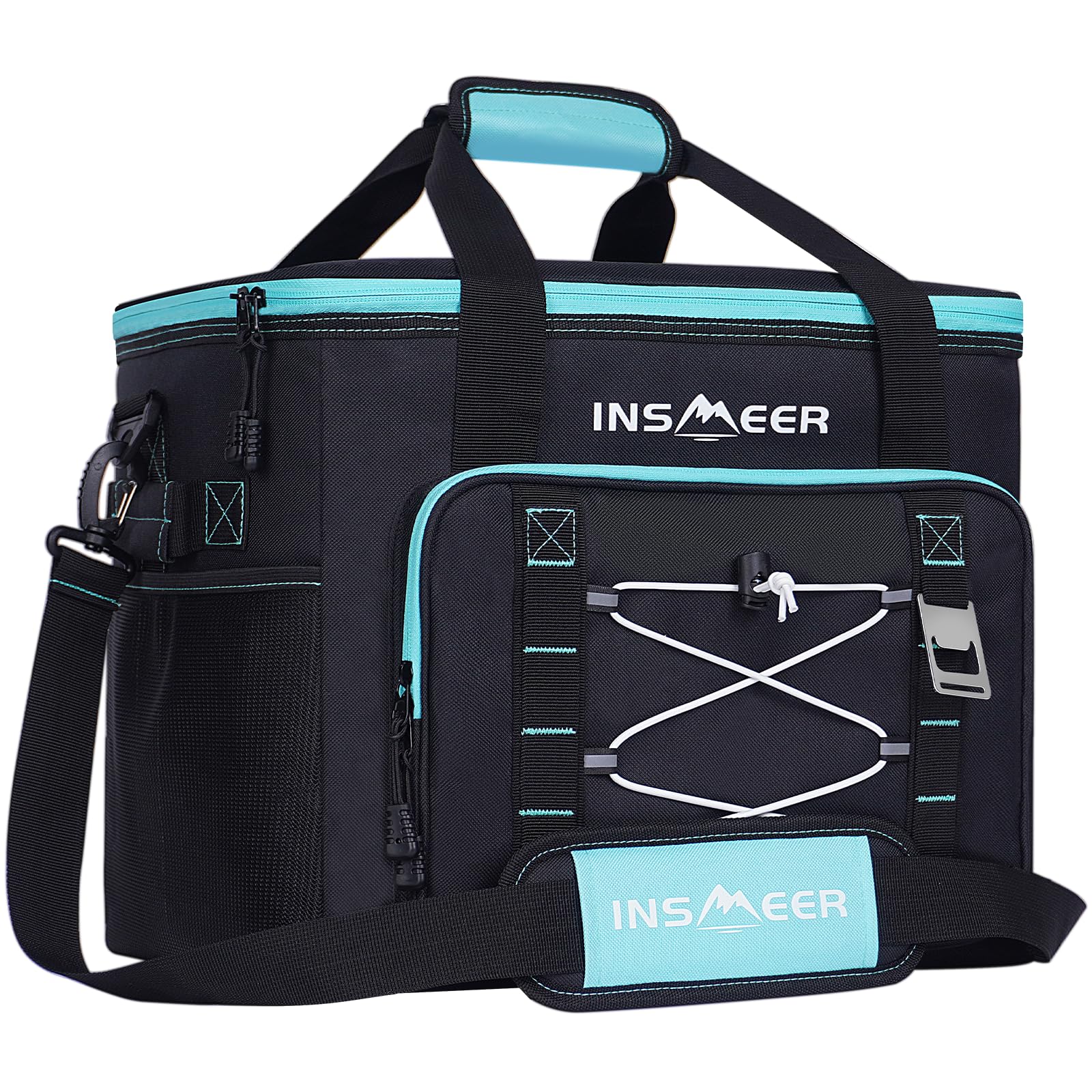 INSMEER Soft Cooler Bag Collapsible Coolers Bag 60Can/40L Soft Sided Insulated Cooler Portable Leakproof Cooler for Grocery ShoppingCampingTravelFishing-Black
